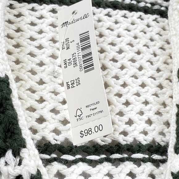 Madewell Sweater Womens S Striped Collared Knit Pullover Coastal Preppy Resort - Picture 5 of 11